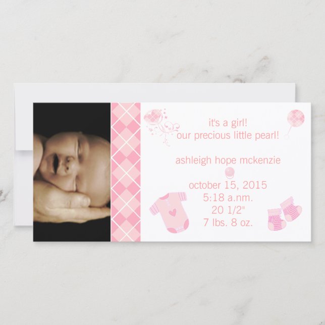 Baby Rosa Argyle - det är en flicka - vår eländiga Meddelande (Framsida)