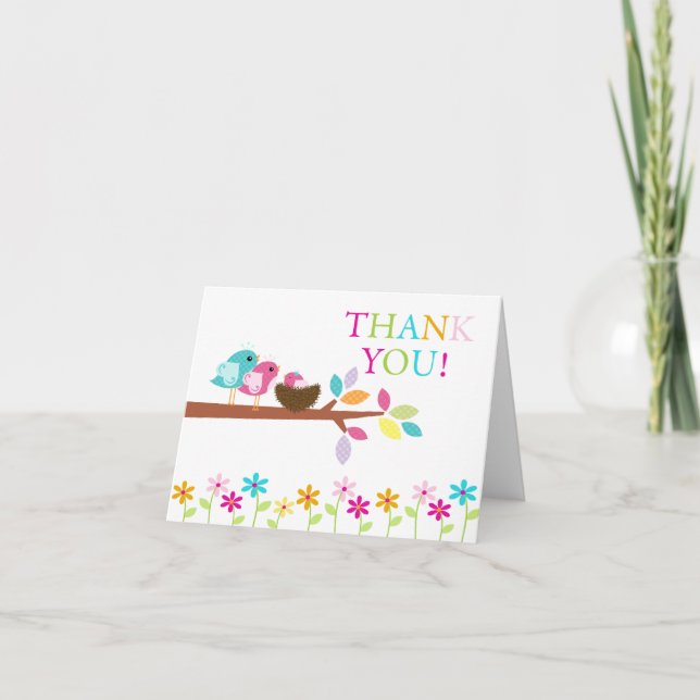 Baby Rosa Birds Nest Tackkort Card (Framsida)