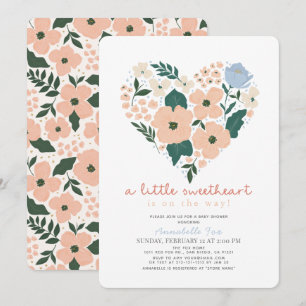 Baby Rosa Blommigt Baby Shower Inbjudningar