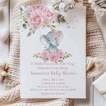 Baby Rosa Blommigt Cute Elephant Girl Baby Shower Inbjudningar<br><div class="desc">Anpassa denna söta elefantduschinbjudan till elefantbarn i blommigt i flicka med din egen formulering enkelt och snabbt. Klicka bara på Redigera med Design Verktyg om du vill redigera text, text, teckensnitt stil, storlekt teckensnitt, teckensnitt färg, lägga till mer text, flytta eller ta bort bilder. Med en söt baby-elefant och en...</div>