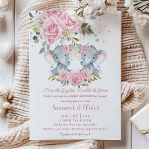 Baby Rosa Blommigt Cute Elephants Twillingar Baby