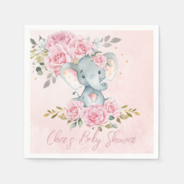 Baby Rosa Blommigt Cute Elephants Twillingar Baby  Pappersservett