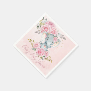 Baby Rosa Blommigt Cute Elephants Twillingar Baby  Pappersservett