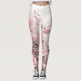 baby rosa blommönster Relief konst Leggings