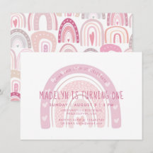 Baby Rosa Boho Rainbow första födelsedag