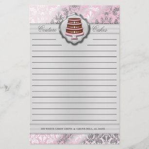 Baby Rosa Cake Couture Damask-länkade företag Brevpapper