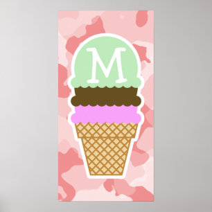 Baby Rosa Camo, Ice Cream Cone Poster