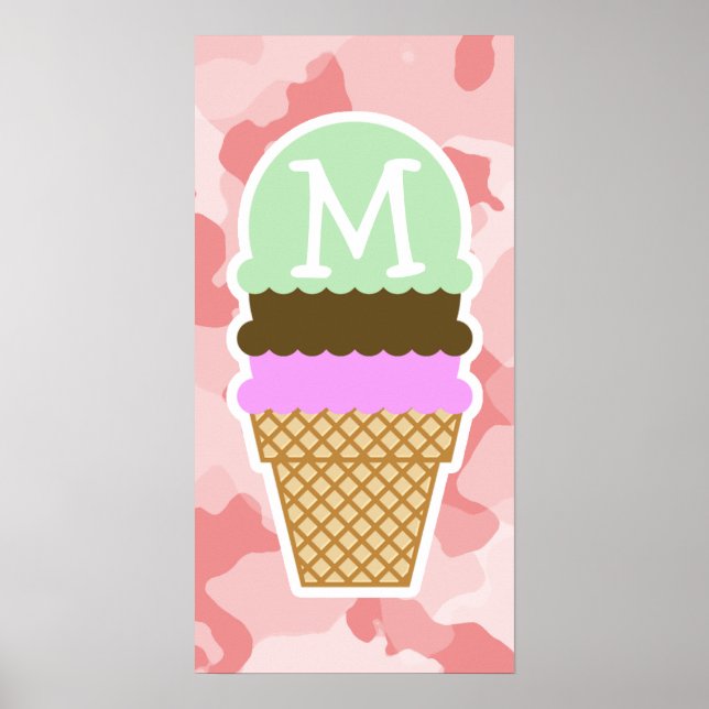 Baby Rosa Camo, Ice Cream Cone Poster (Framsidan)