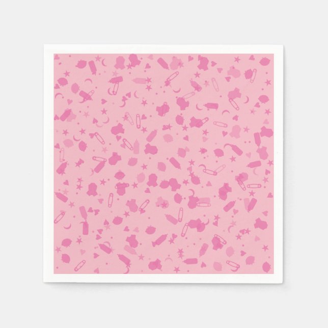 Baby Rosa Confetti Baptism - fräschning Pappersservett (Framsidan)