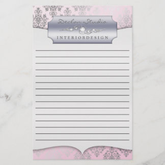 Baby Rosa Dasch Damask Led Business Stationary Brevpapper