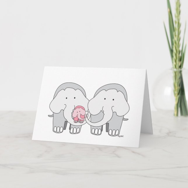 Baby Rosa Elefant Kort (Framsida)