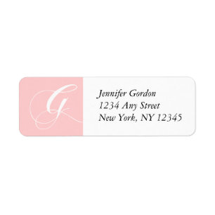 Baby Rosa Elegant Monogram G-returadressetikett Returadress Etikett