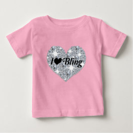 Baby Rosa Faux-diamanthjärtat "I Kärlek Bling" T Shirt
