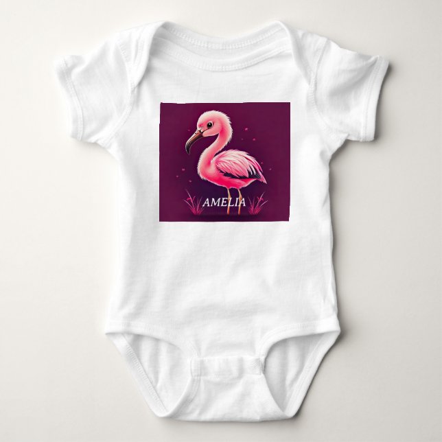 Baby Rosa Flamingo T Shirt (Framsida)