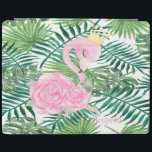 Baby Rosa Flamingo Watercolor Handflatan Löv iPad Skydd<br><div class="desc">Den här bilden har elegant tropiska vattenfärgen handflatan löv med baby rosa flamingo. En elegant och en sofistikerad design.</div>