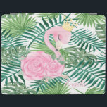 Baby Rosa Flamingo Watercolor Handflatan Löv iPad Skydd<br><div class="desc">Den här bilden har elegant tropiska vattenfärgen handflatan löv med baby rosa flamingo. En elegant och en sofistikerad design.</div>