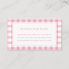 Baby Rosa Gingham Girl Baby Shower Bokar för Baby Tilläggskort