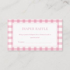 Baby Rosa Gingham Girl Baby Shower Diaper Raffle Tilläggskort