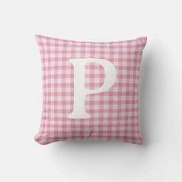 Baby Rosa Gingham Initial Anpassningsbar Kudde