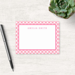 Baby Rosa Gingham med Gräns Post-it Block