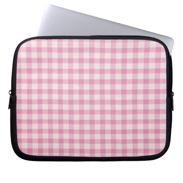 Baby Rosa Gingham Mönster Laptop Fodral (Framsidan)