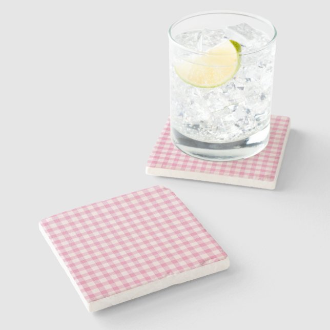 Baby Rosa Gingham Mönster Stenunderlägg (Sidan)