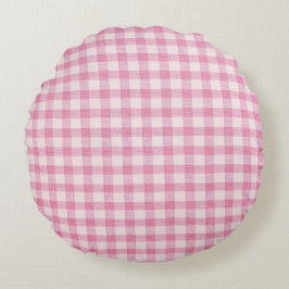 Baby Rosa Gingham Rund Kudde