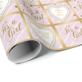 Baby Rosa & Guld Konfetti - Flicka Presentpapper