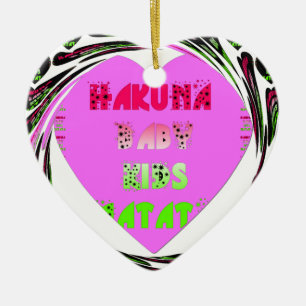 Baby Rosa Hearts Hakuna Matata Baby Kids Design.p Julgransprydnad Keramik