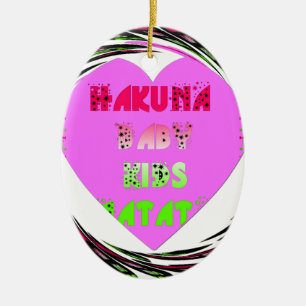 Baby Rosa Hearts Hakuna Matata Baby Kids Design.p Julgransprydnad Keramik