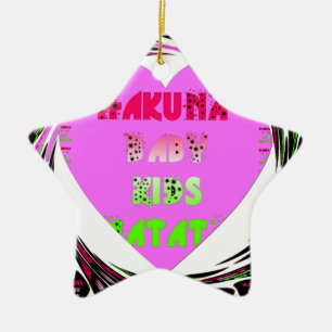 Baby Rosa Hearts Hakuna Matata Baby Kids Design.p Julgransprydnad Keramik