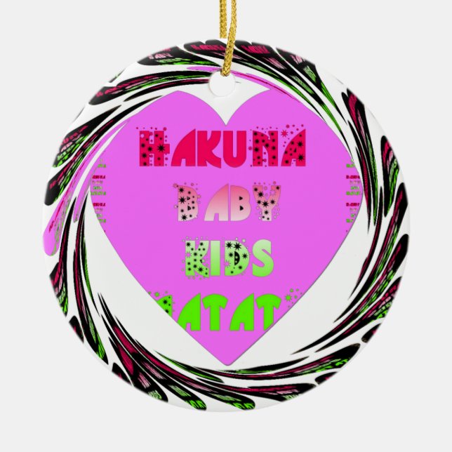 Baby Rosa Hearts Hakuna Matata Baby Kids Design.p Julgransprydnad Keramik (Framsidan)