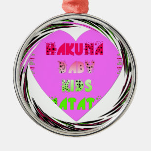 Baby Rosa Hearts Hakuna Matata Baby Kids Design.p Julgransprydnad Metall