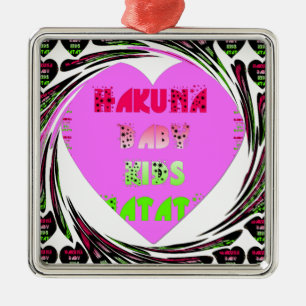 Baby Rosa Hearts Hakuna Matata Baby Kids Design.p Julgransprydnad Metall