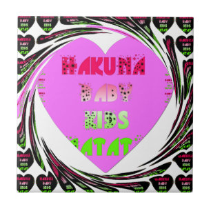 Baby Rosa Hearts Hakuna Matata Baby Kids Design.p Kakelplatta