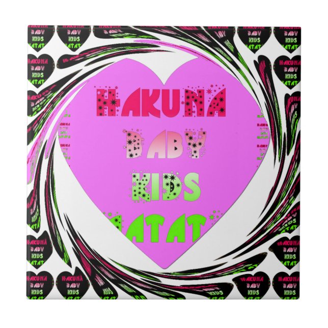 Baby Rosa Hearts Hakuna Matata Baby Kids Design.p Kakelplatta (Framsidan)
