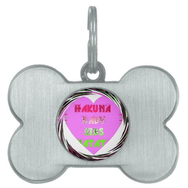 Baby Rosa Hearts Hakuna Matata Baby Kids Design.p Namnbricka Husdjur (Framsidan)