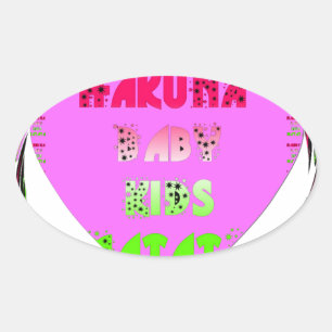 Baby Rosa Hearts Hakuna Matata Baby Kids Design.p Ovalt Klistermärke
