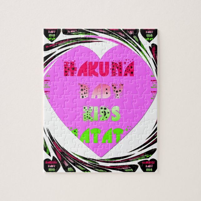 Baby Rosa Hearts Hakuna Matata Baby Kids Design.p Pussel (Vertikal)