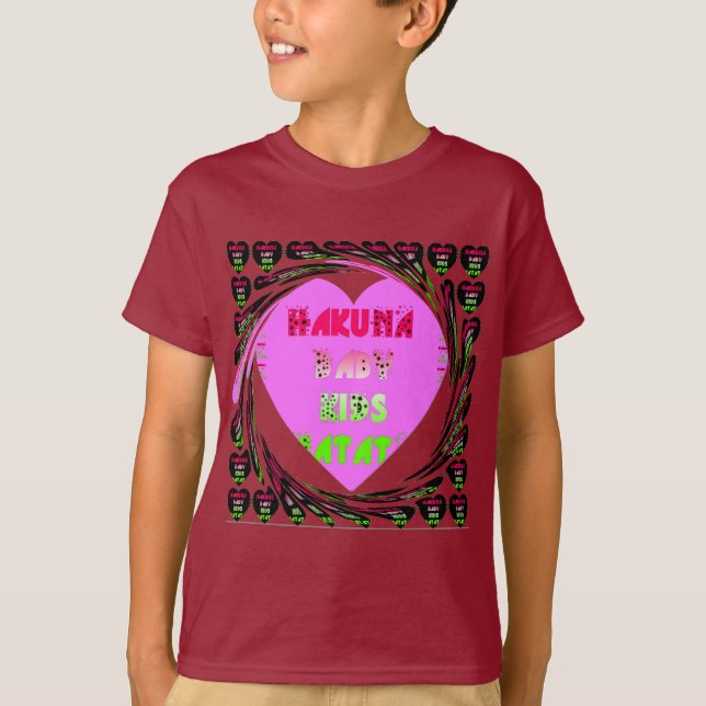 Baby Rosa Hearts Hakuna Matata Baby Kids Design.p Tee (Framsida)