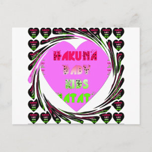 Baby Rosa Hearts Hakuna Matata Baby Kids Design.p Vykort