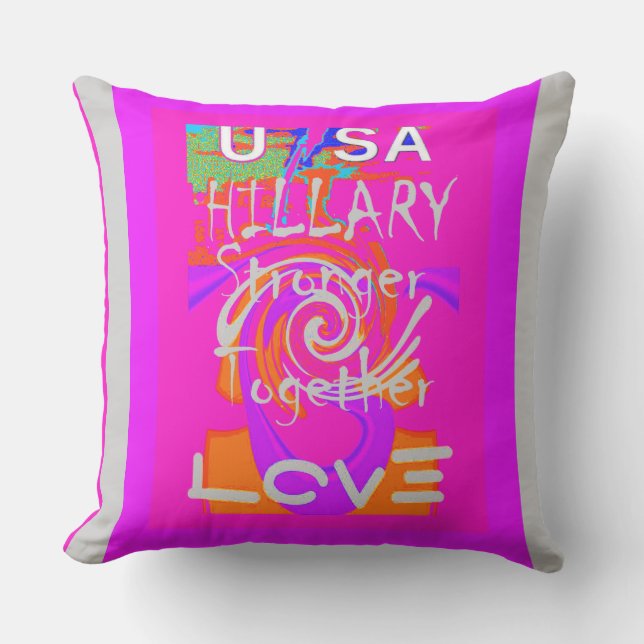 Baby rosa Hillary USA:s president starkare tillsam Utomhuskudde (Framsida)