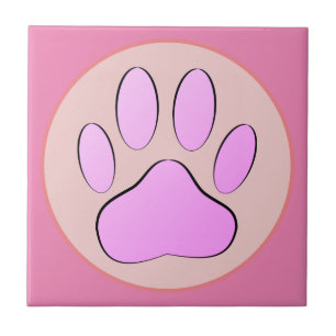 Baby Rosa Hund Pawprint Round Ram Kakelplatta