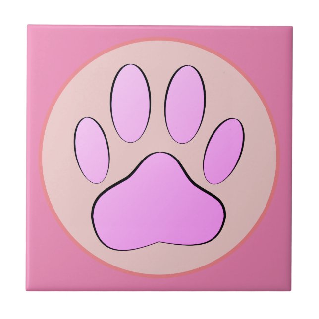 Baby Rosa Hund Pawprint Round Ram Kakelplatta (Framsidan)