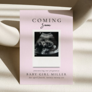 Baby Rosa Kommer Snart Graviditet Meddelande Inbjudningar