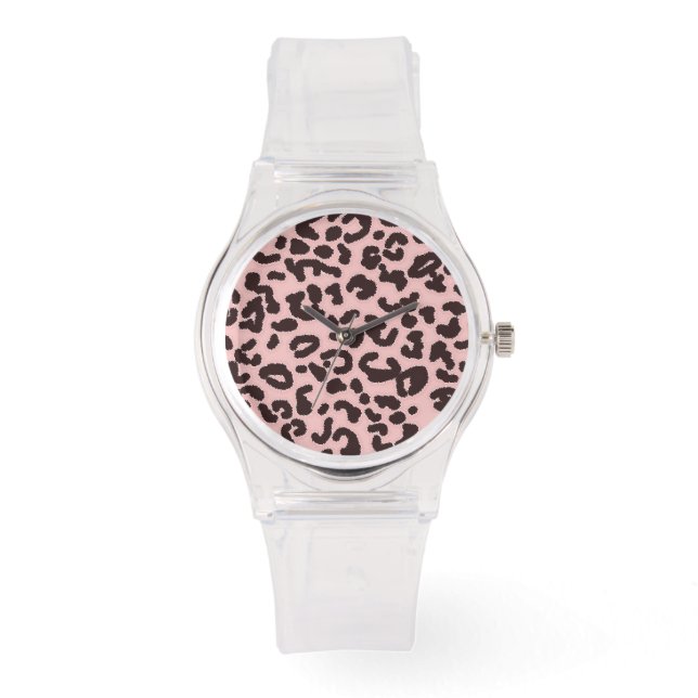 Baby Rosa Leopard Animal Print Armbandsur (Framsida)