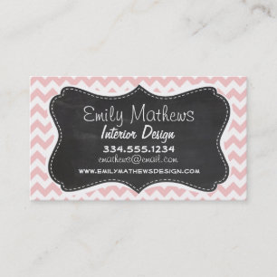 Baby Rosa, Ljusa rosa Chevron Rand, Chalk Visitkort