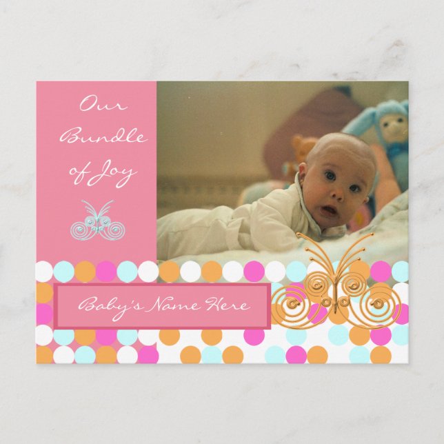 Baby Rosa  Meddelande Vykort (Framsida)