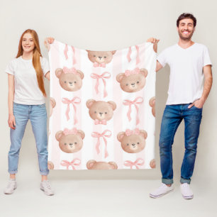 Baby Rosa Nallar och stränder Fleecefilt