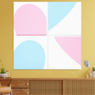 Baby Rosa och Blue Minimalist Abstrakt Heart Art Canvastryck